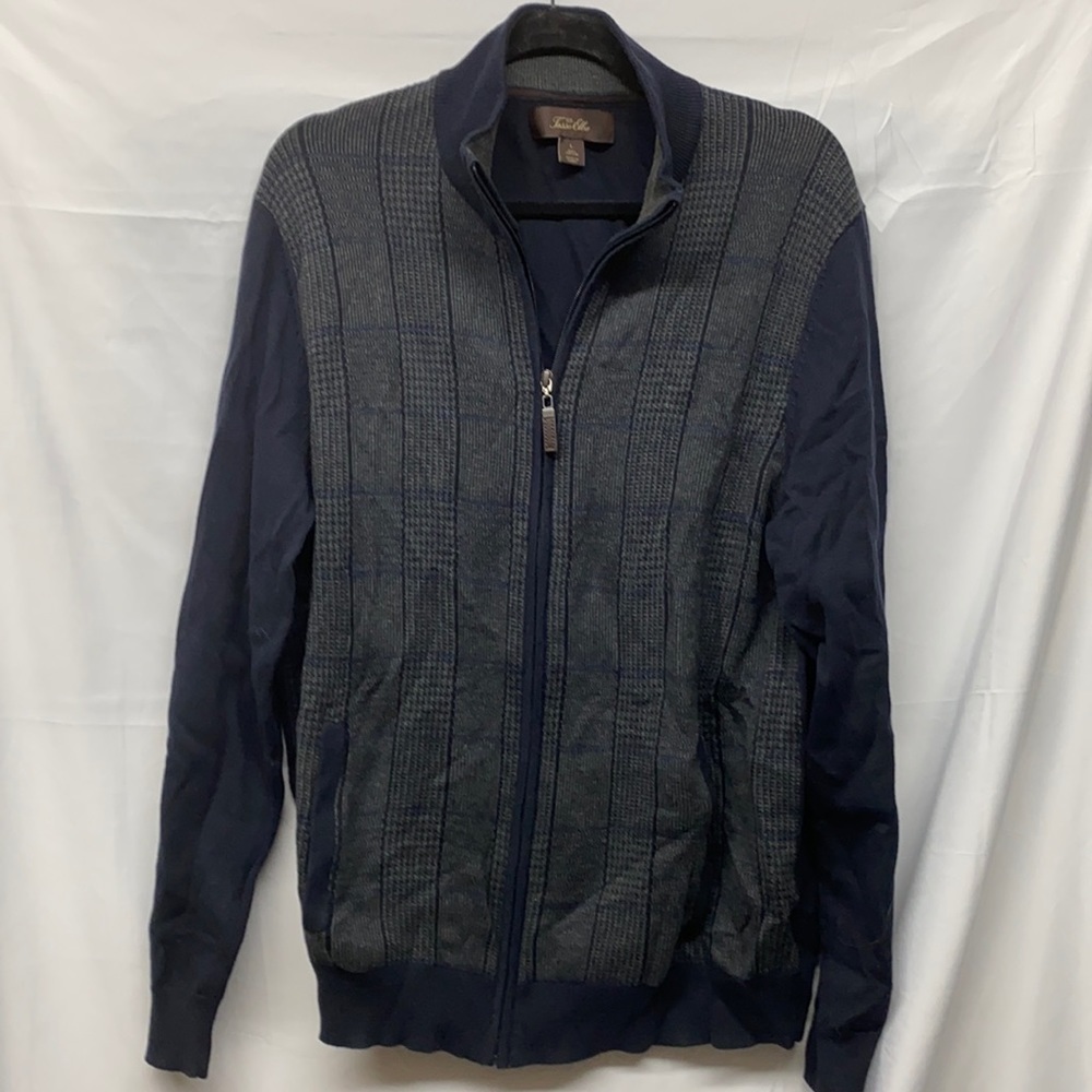 Tasso Elba Full Zip Knit Cardigan Sweater Sz L